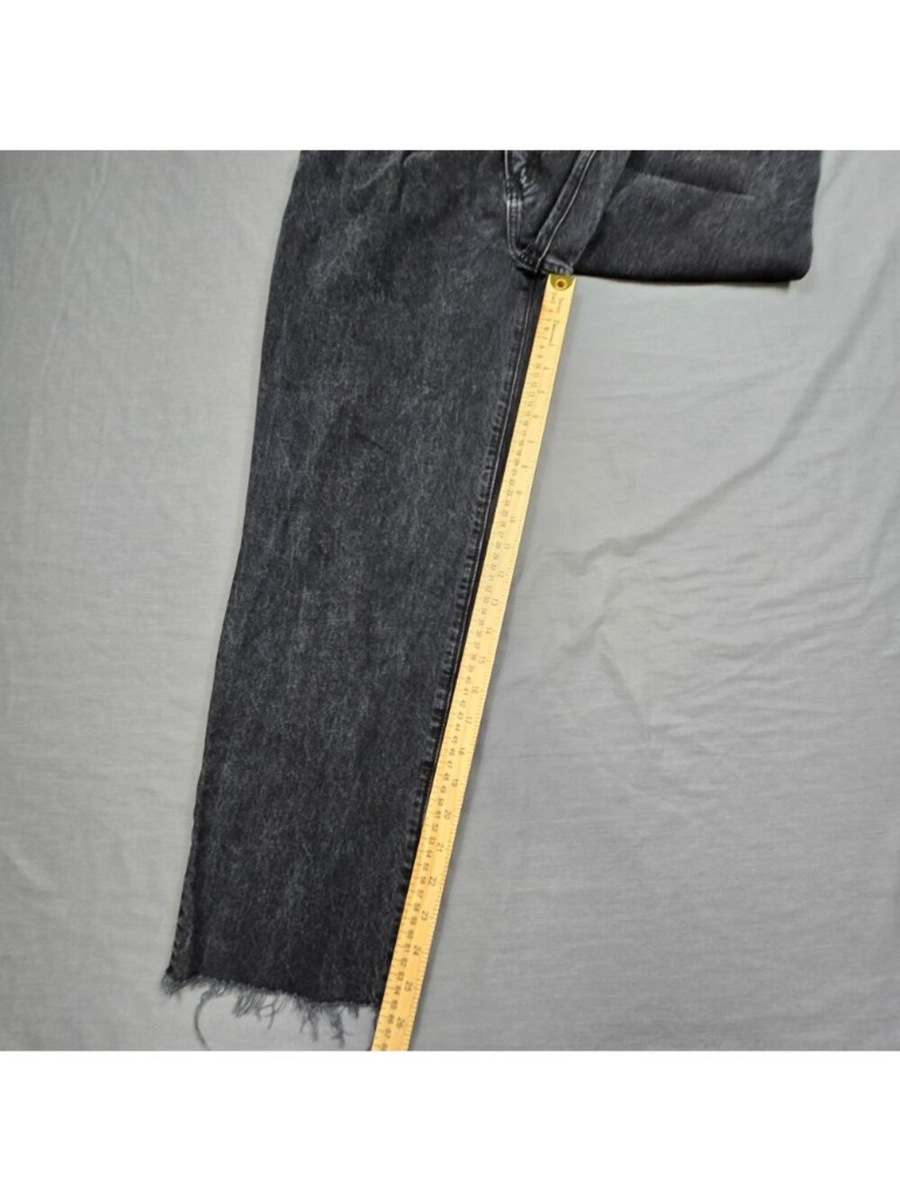Abercrombie & Fitch Womens 29 A&F Mom Jeans Black Distressed Raw Hem High Waist - Picture 4 of 7